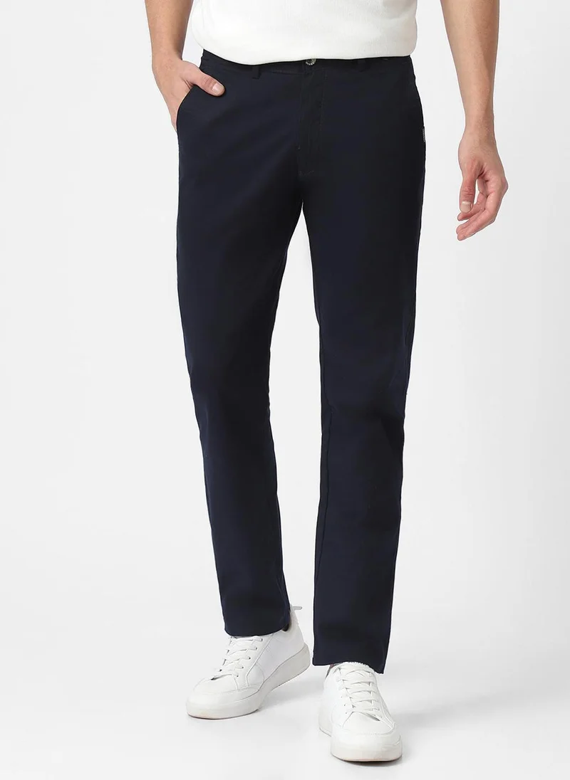 أوربانو فاشن Urbano Fashion Men's Dark Blue Cotton Slim Fit Casual Chinos Trousers